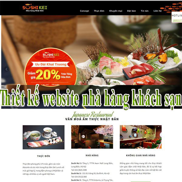 Thiết kế website nhà hàng khách sạn chuyên nghiệp CN BT